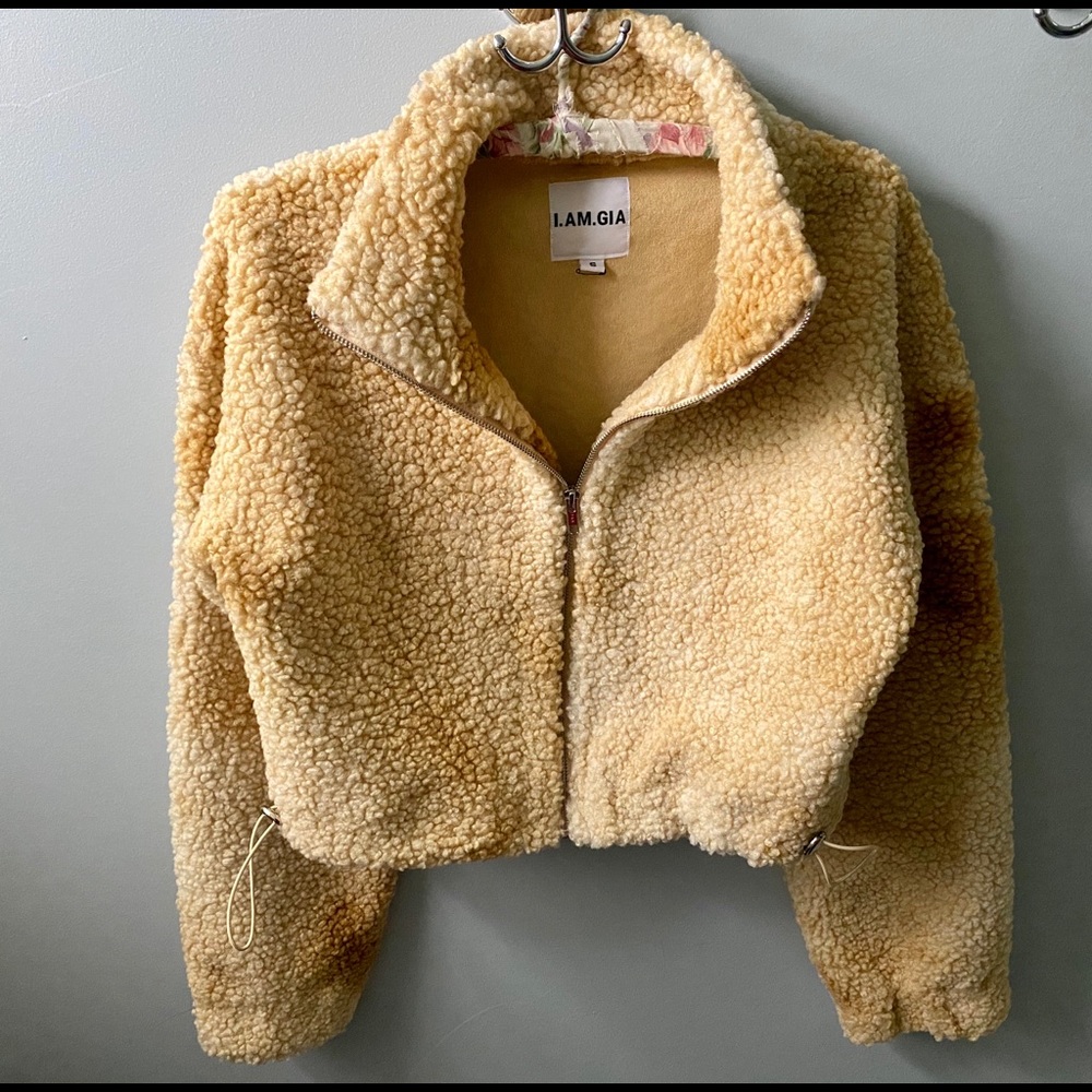 Fleece I.Am.Gia Crop Carmel Jacket Small